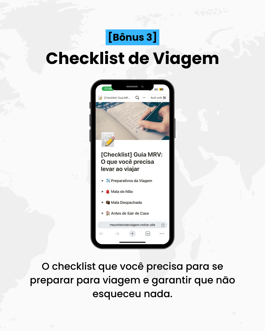 Mockup iPhone Checklist de Viagem