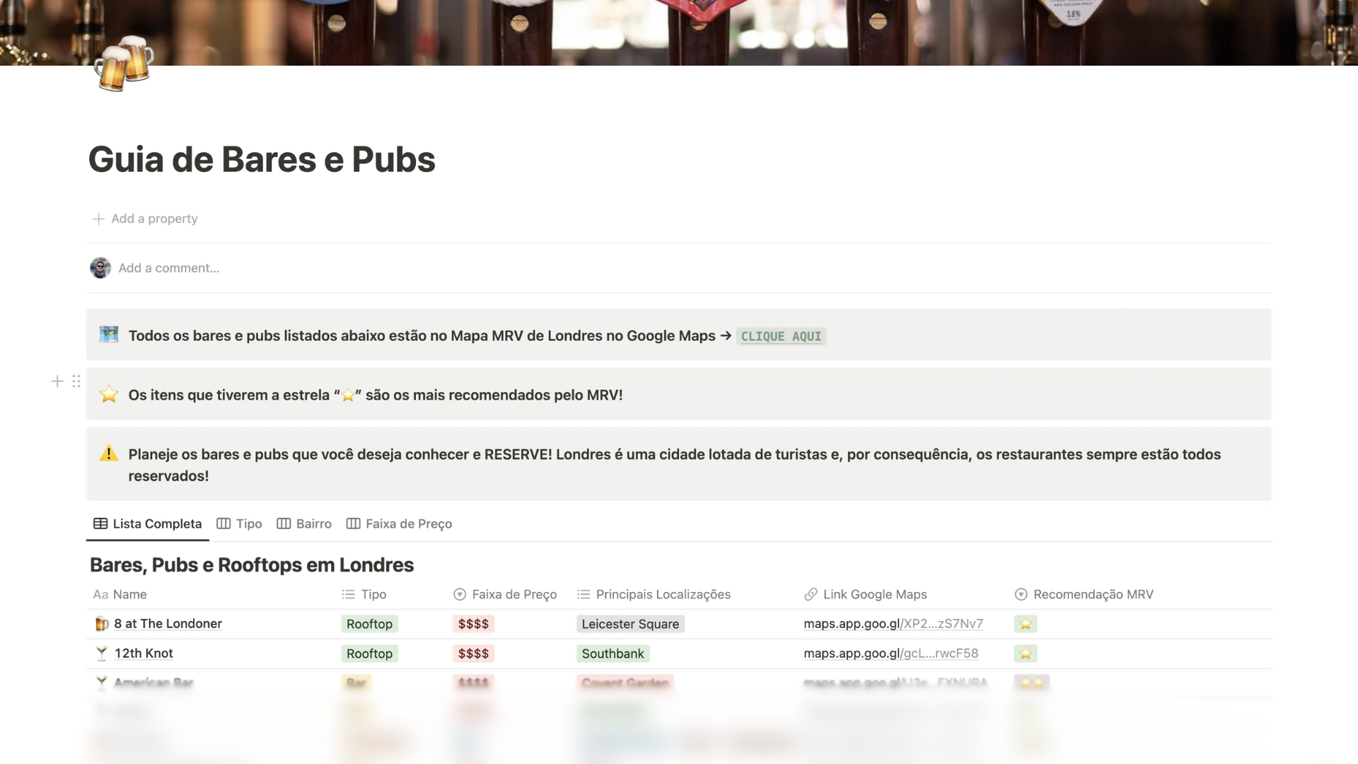 Guia Bares Pubs Londres